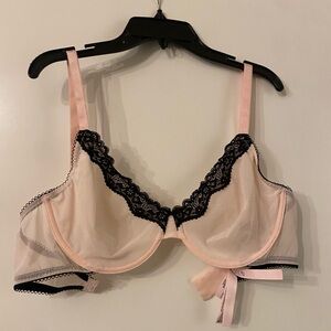 Victoria's Secret Tease Unlined Pink and Black Lace Demi Bra